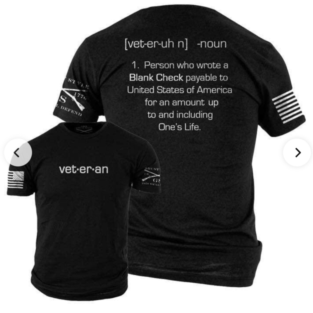 Grunt Style Veteran Definition Graphic T-Shirt Men’s Medium Black Patriotic